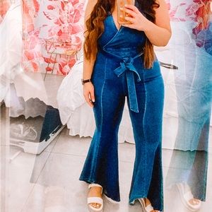 Denim Flared Jumpsuit from VICI